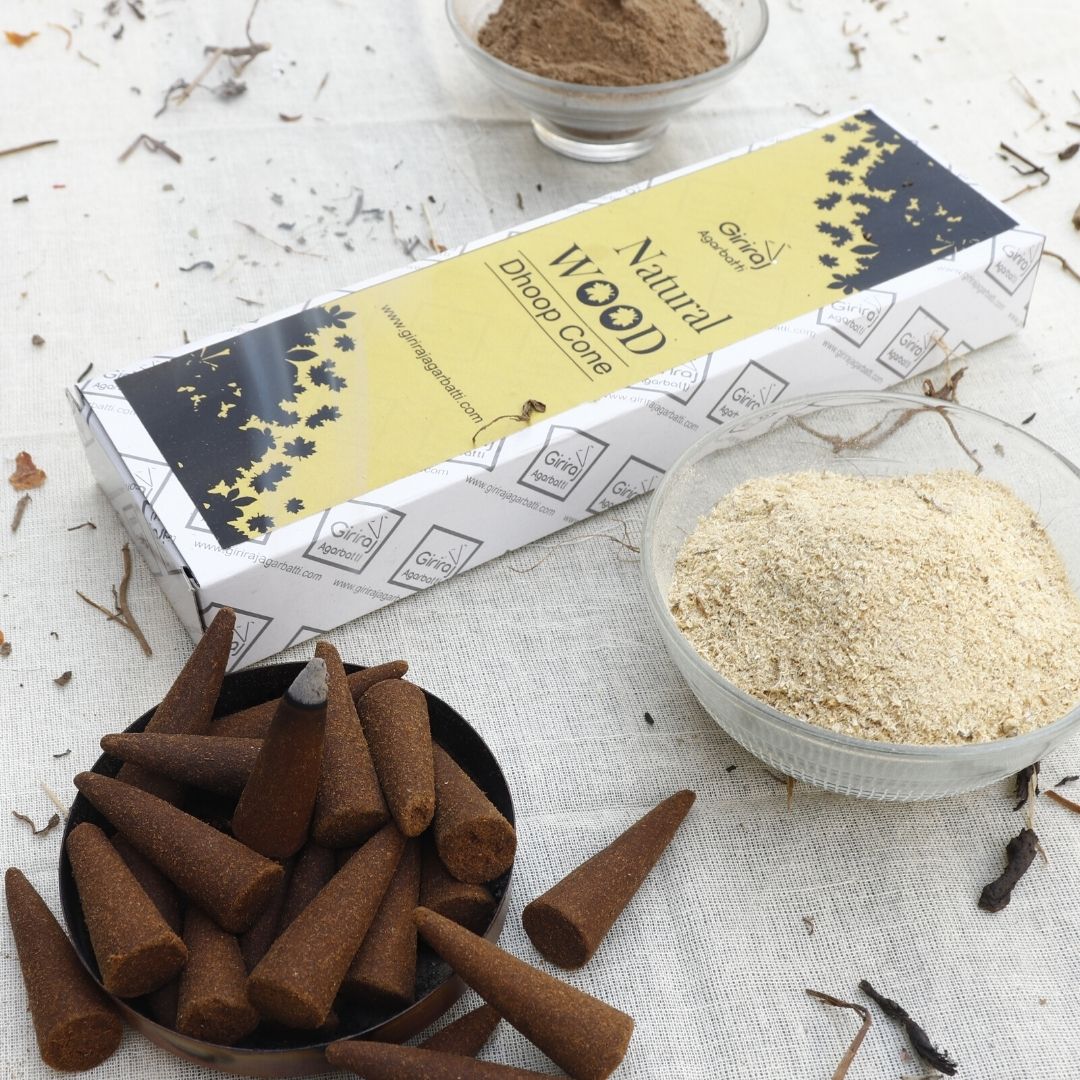 Natural Wood Dhoop Cone
